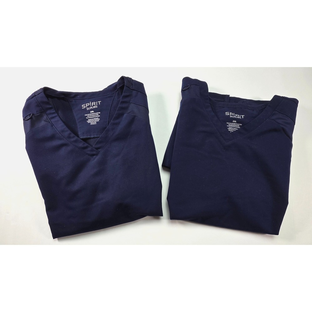 2 X Spirit Scrubs Women's Tops Shirts 2XL RN #33489 NAVY BLUE XXL Nurse Medical